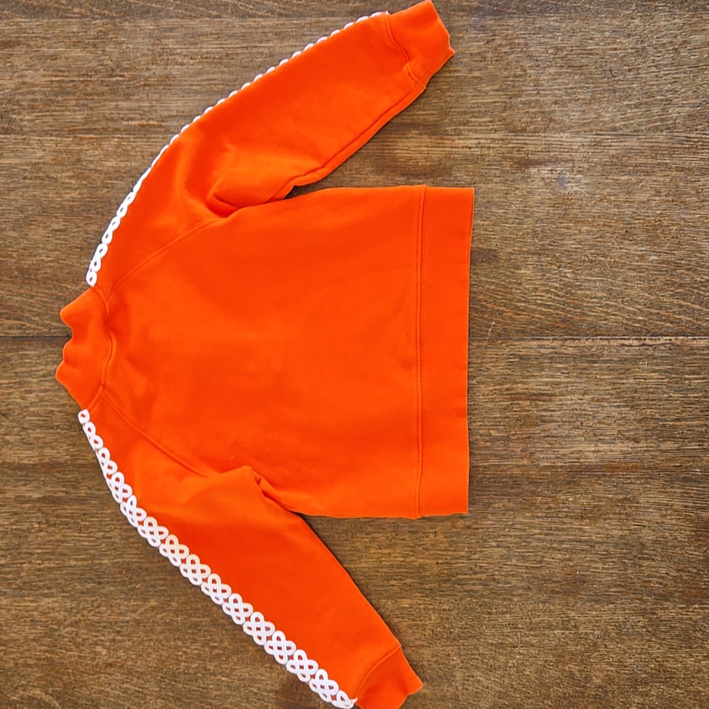 Janie & Jack Orange Sweatshirt With White Lace Detail On Sleeves, Girls Size 3 - Picture 5 of 9